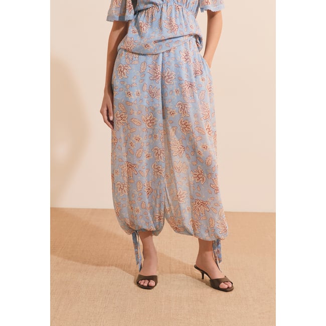 Pantalon bouffant à motifs ROMAN IMP imp bleu vert <span itemprop=