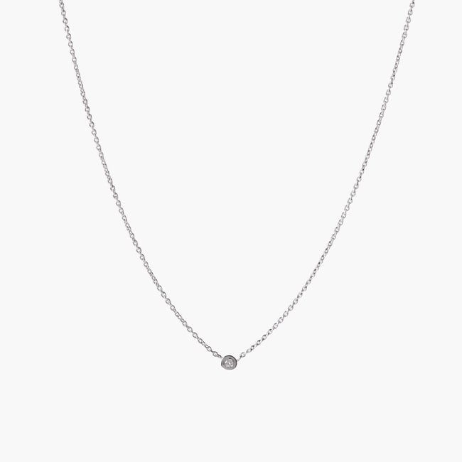 Collier fin argent 925 serti d'un Diamant 0.03 Carat argenté <span itemprop=