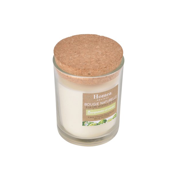 Bougie verrine parfum bergamote et sauge Couleur blanc <span itemprop=