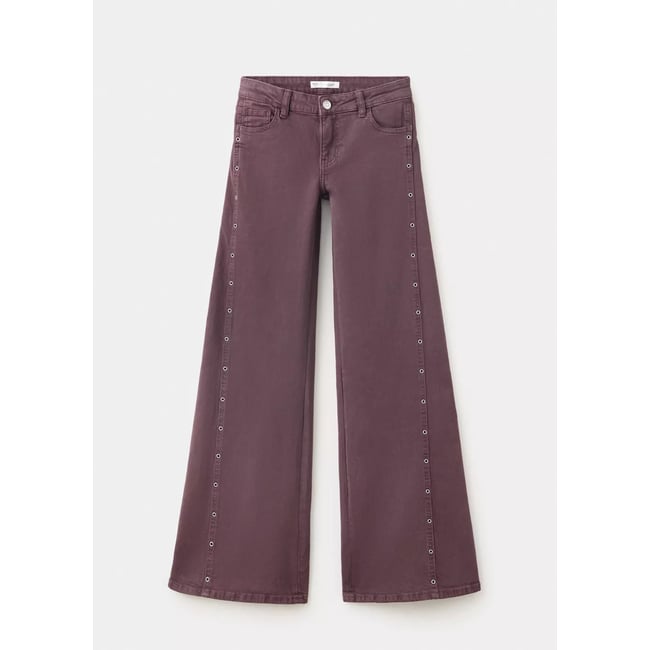 Pantalon avec détails d’œillets métalliques lilas <span itemprop=