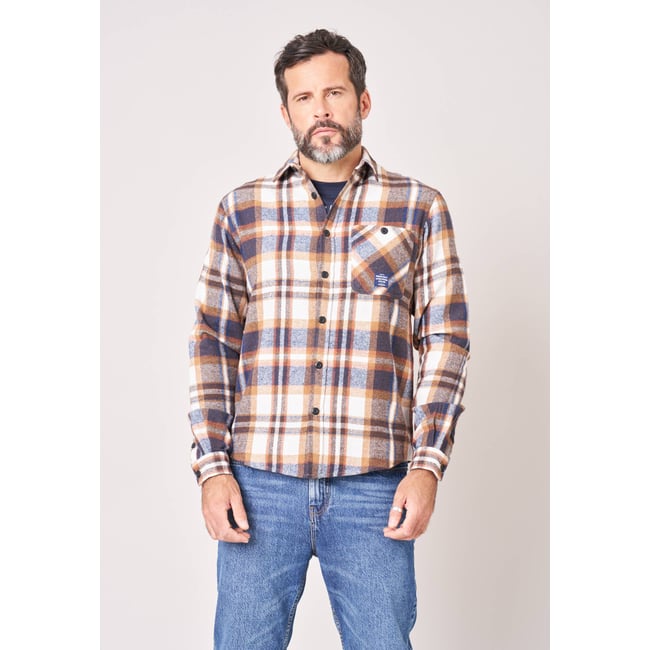 Chemise regular homme à carreaux DYANI mocha <span itemprop=