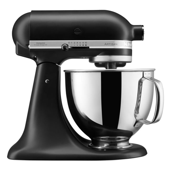 Robot pâtissier 5KSM125EBM Artisan, Noir, 4,8 L, bol avec poignée, 300 watts - KITCHENAID