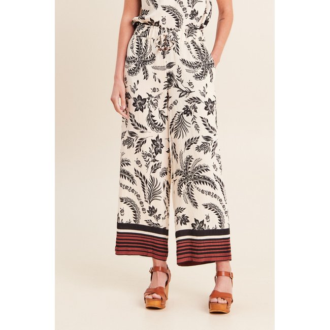 Pantalon large taille haute noir <span itemprop=