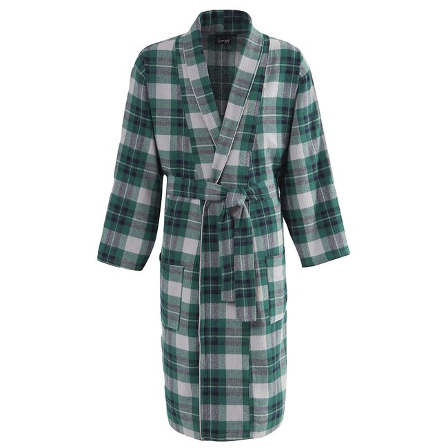 Robe de chambre mixte en flanelle BLACK HILLS vert foret <span itemprop=