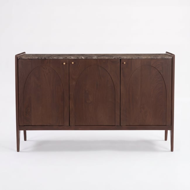 Buffet en bois de manguier et plateau en marbre - SANDRO Couleur marron foncé <span itemprop=