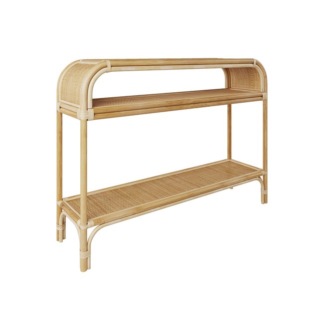 Console en rotin 2 étagères - GASPY Couleur naturel <span itemprop=