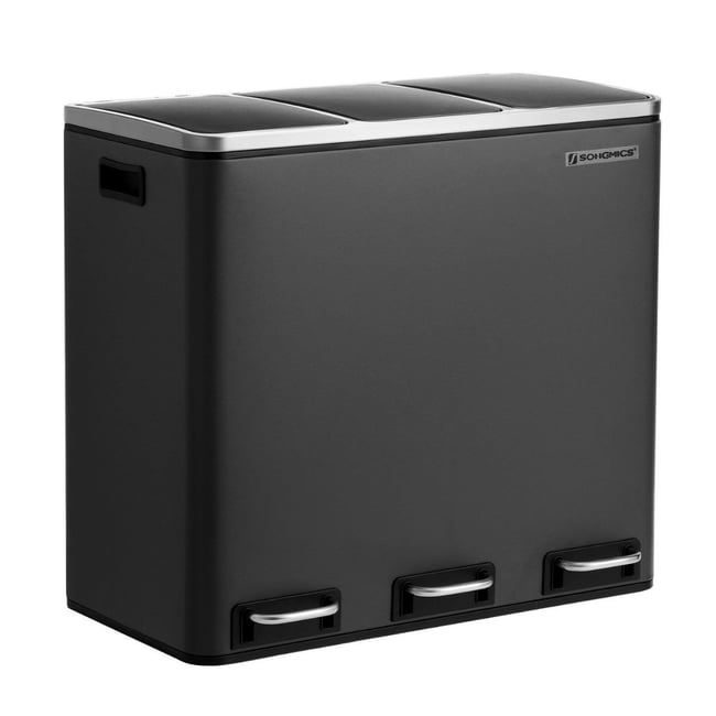 Poubelle de Tri 54L à Pédales Noires Couleur noir <span itemprop=