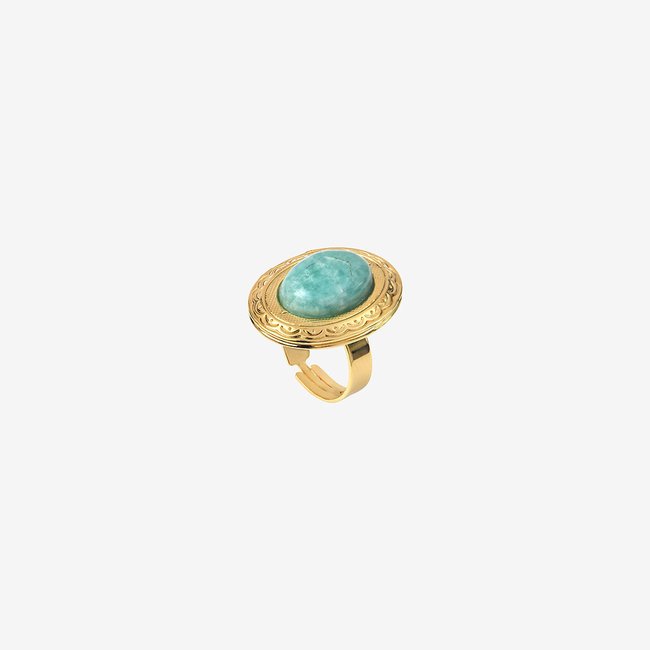 Bague ovale eden amazonite bleu <span itemprop=