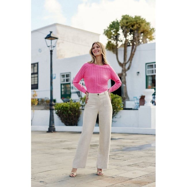 Atlanty Flared Trousers in Linen/cotton, natural, LA PETITE ETOILE