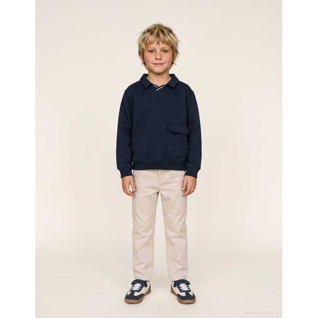 Sweat en coton avec grande poche bleu foncé <span itemprop=