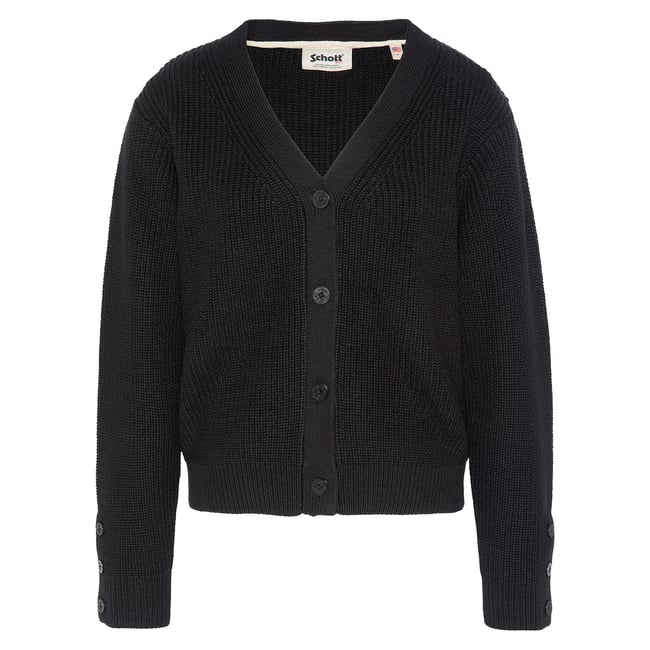Cardigan à maille côtelet noir <span itemprop=