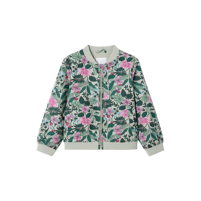 Blouson style bomber motifs fleurs vert sauge <span itemprop=