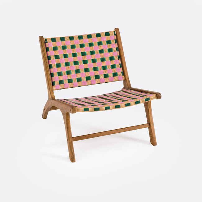 Fauteuil bas de jardin, Bianca carreaux rose LA REDOUTE INTERIEURS