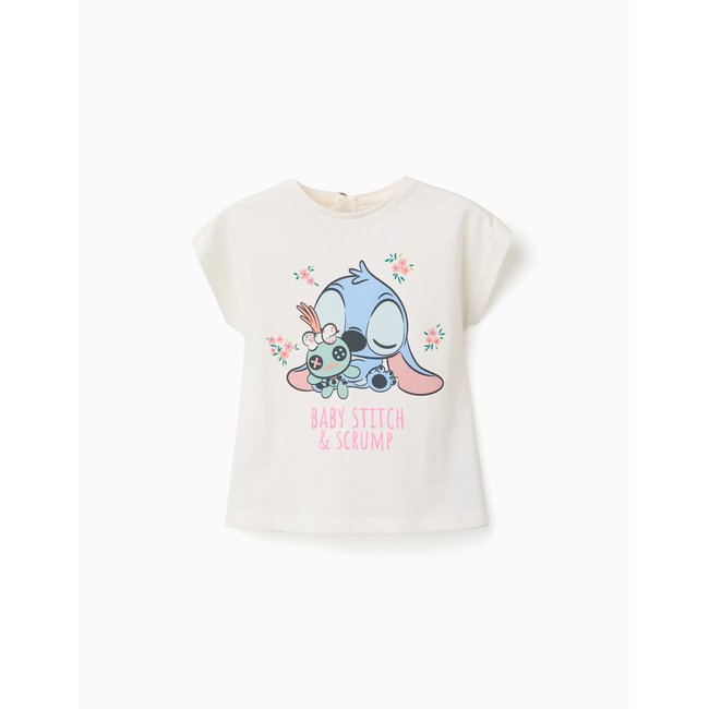 T-shirt en coton avec imprimé Baby Stitch beige clair <span itemprop=