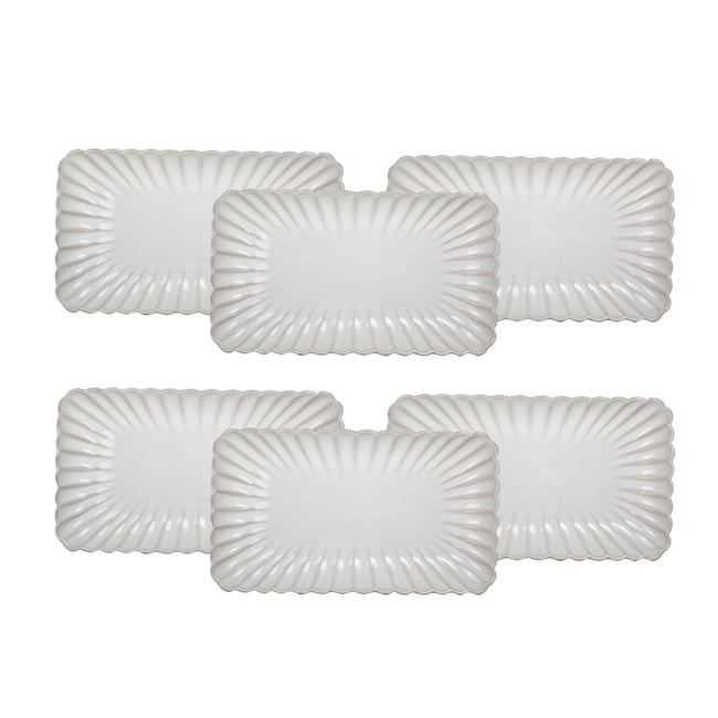 Lot de 6 grandes assiettes rectangulaires, Coquillage Couleur noir <span itemprop=
