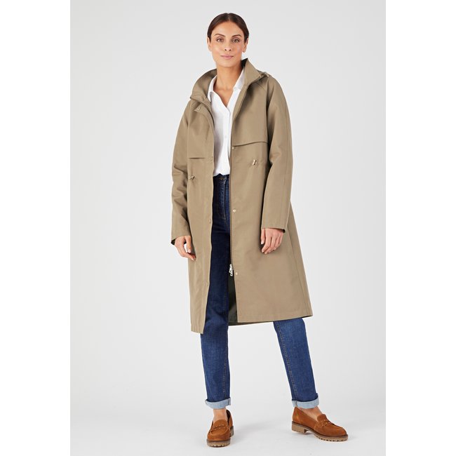 Parka longue esprit trench marron camel <span itemprop=
