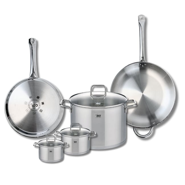 Batterie 2 poêles 28/32cm + 3 faitouts 12/14/26cm PROFI CITRIN inox <span itemprop=