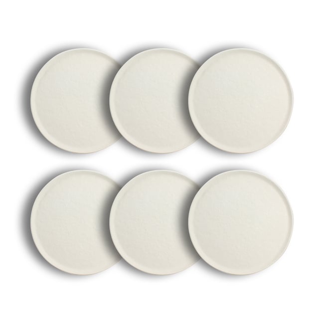 Lot de 6 assiettes plates en grès 27cm, SNOWSTACK Couleur blanc <span itemprop=