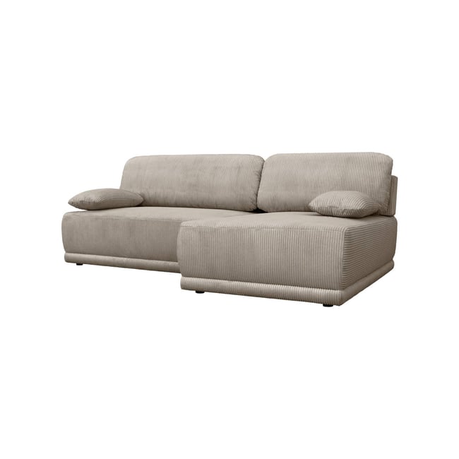 Banquette canapé d'angle droit convertible 3 places velours côtelé avec coffre NELSON - SWEEEK