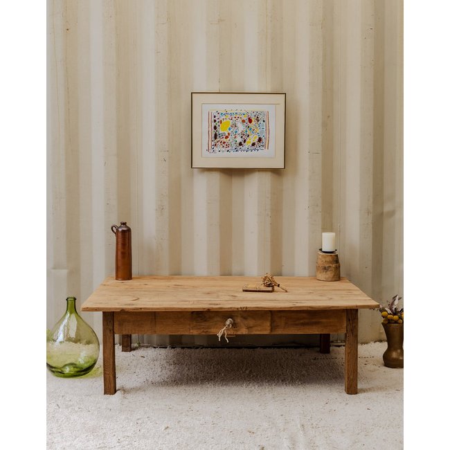 Table basse en bois Léonie N°971 - Bon état Couleur bois clair <span itemprop=