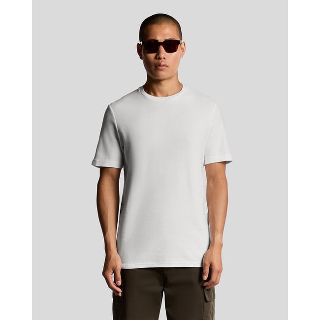 T-shirt maille jacquard dobby blanc <span itemprop=
