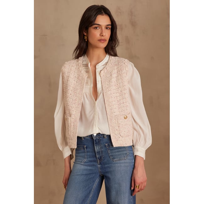 Gilet sans manches STEFFIE en coton rose <span itemprop=