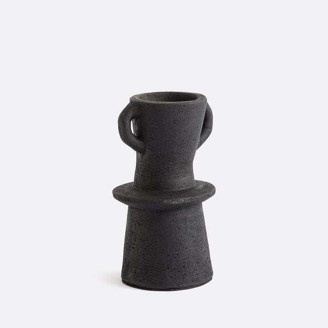 Vase décoratif en terre cuite H24 cm, Kuro  Couleur noir <span itemprop=