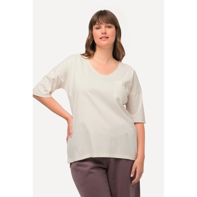 T-shirt d'intérieur oversize à col rond et craie <span itemprop=