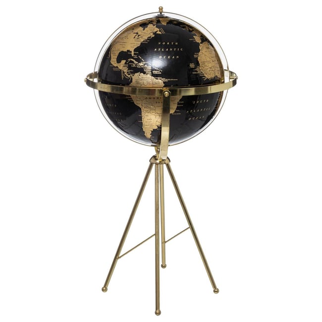 GM Globe Terre Noir Or H 79 cm Couleur noir <span itemprop=