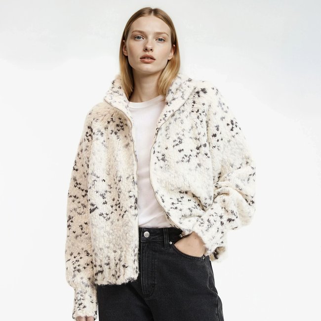 Gilet col camionneur fermeture zippée  gris chiné <span itemprop=