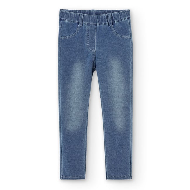 Pantalon fille denim bleu <span itemprop=