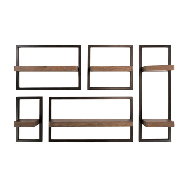 Etagères murales bois d'acacia brun (lot de 5) NAKO Couleur marron <span itemprop=