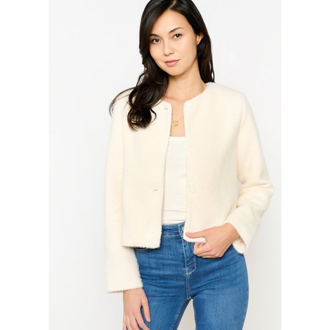 Veste douce blanc vanille <span itemprop=