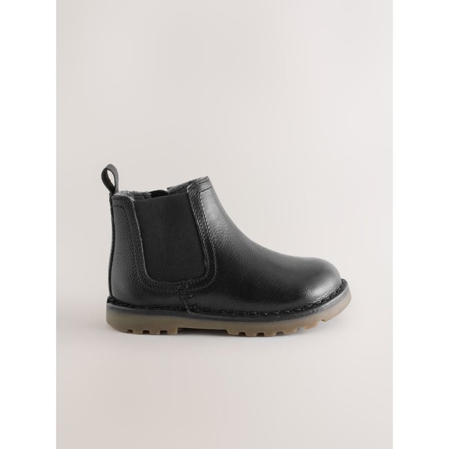 Bottines chelsea en cuir doublées noir <span itemprop=