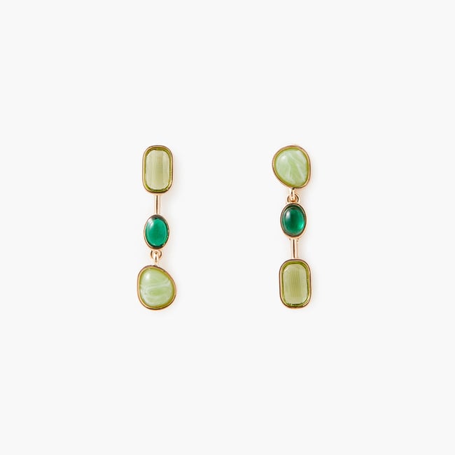 Boucles d'oreilles à cabochons verts vert <span itemprop=