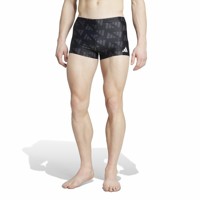 Boxer da bagno con logo integrale nero carbone adidas Performance