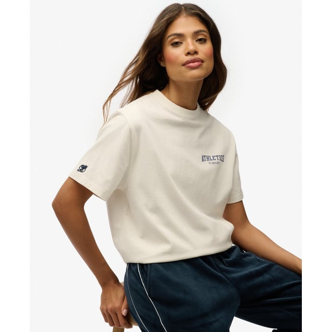 T-shirt oversize Athletic Essentials blanc cassé os du désert <span itemprop=