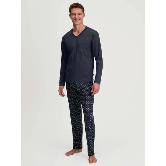 Pyjama manches longues Coton RELAX STREAMLINE saphir bleu <span itemprop=