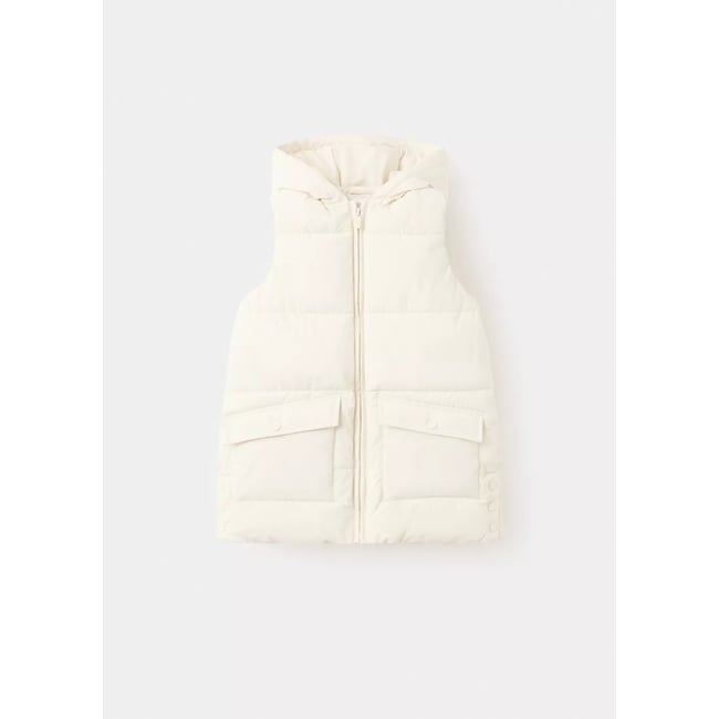 Gilet à capuche avec poches écru <span itemprop=