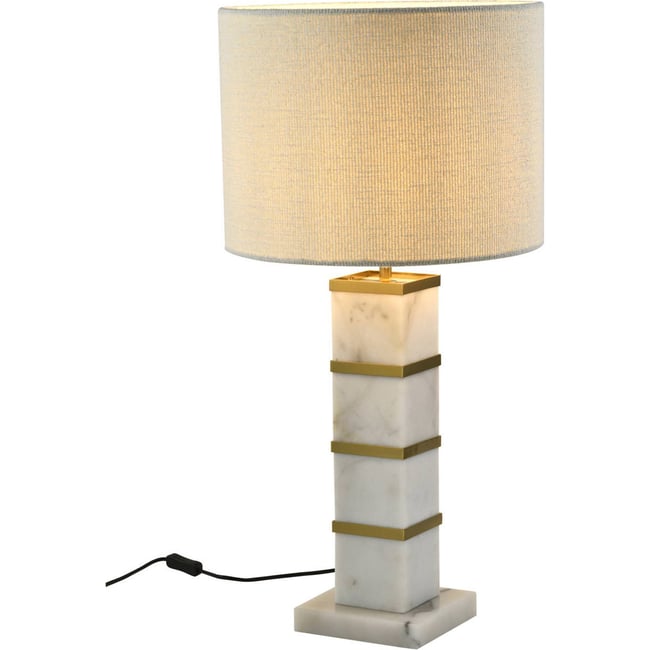 Lampe à poser en marbre avec abat-jour Couleur blanc et doré <span itemprop=