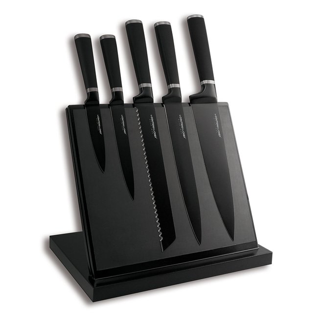 Magnetischer Messerblock mit 5 Messern schwarz <span itemprop=