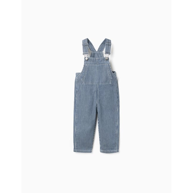 Salopette en jean à rayures avec poches bleu <span itemprop=