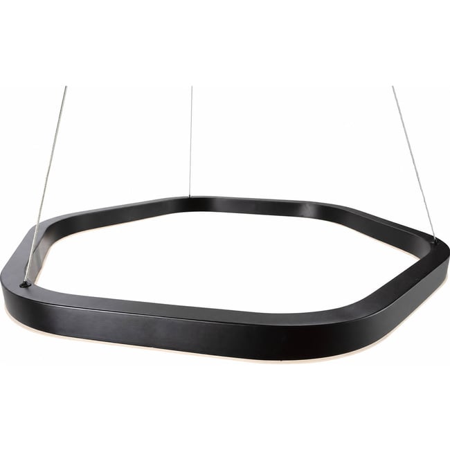 Suspension design à anneau lumineux en acier Couleur noir <span itemprop=