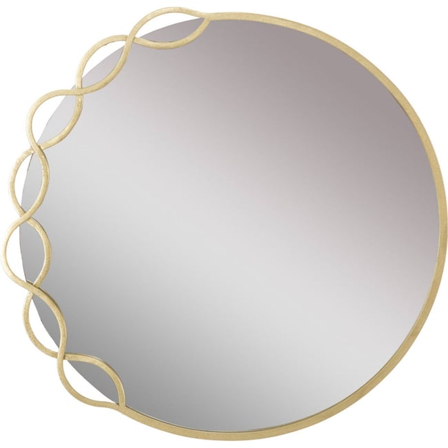 Miroir rond au cadre en fer collection GLAM Couleur doré <span itemprop=