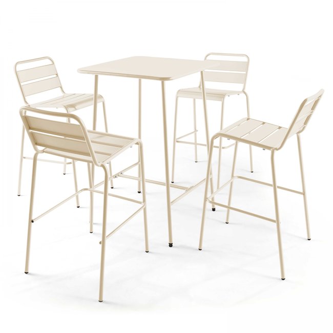Table de bar et 4 chaises hautes en métal, PALAVAS - OVIALA