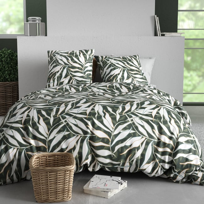 Paure coton imprimée couette et 2 taies, FILVERde multicolore <span itemprop=