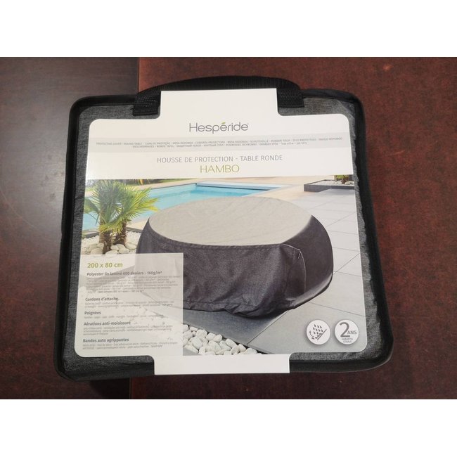 Housse de protection pour table ronde HAMBO noir et blanc <span itemprop=