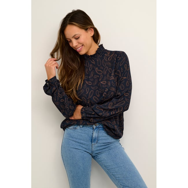 Blouse à manches longues bleu/marron cachemire dark blue/toffee paisley print <span itemprop=