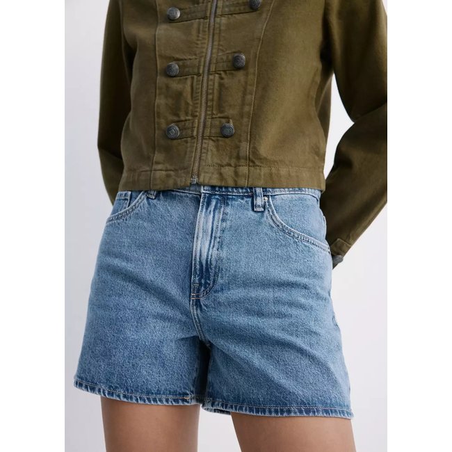 Short en jean droit bleu moyen <span itemprop=
