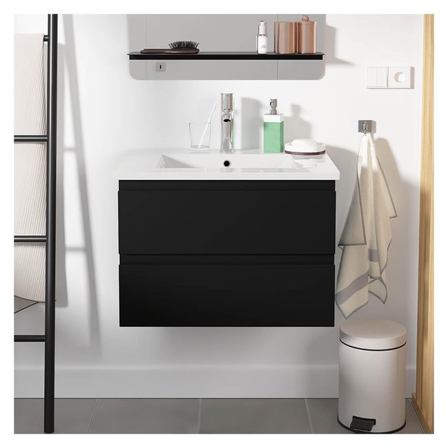 Ensemble simple vasque 60cm avec plan céramique et robinet chromé SORRENTO - MOB IN